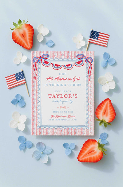 All American Girl Birthday Invitation Template