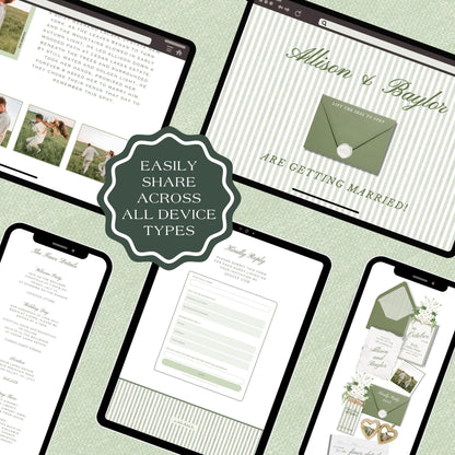 Green Striped Wedding Website Template