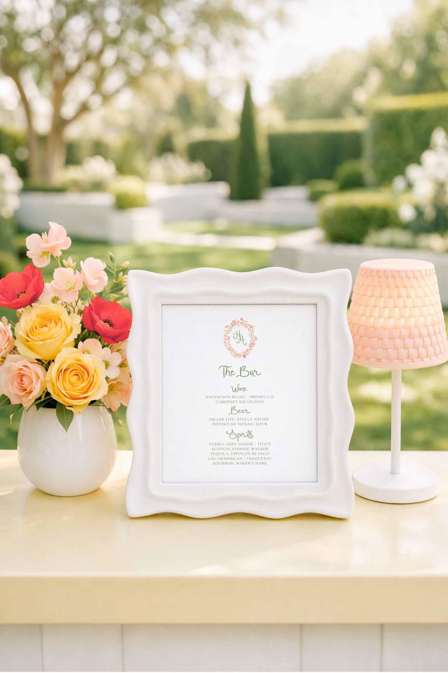 Whimsical Garden Wedding Bar Menu Template