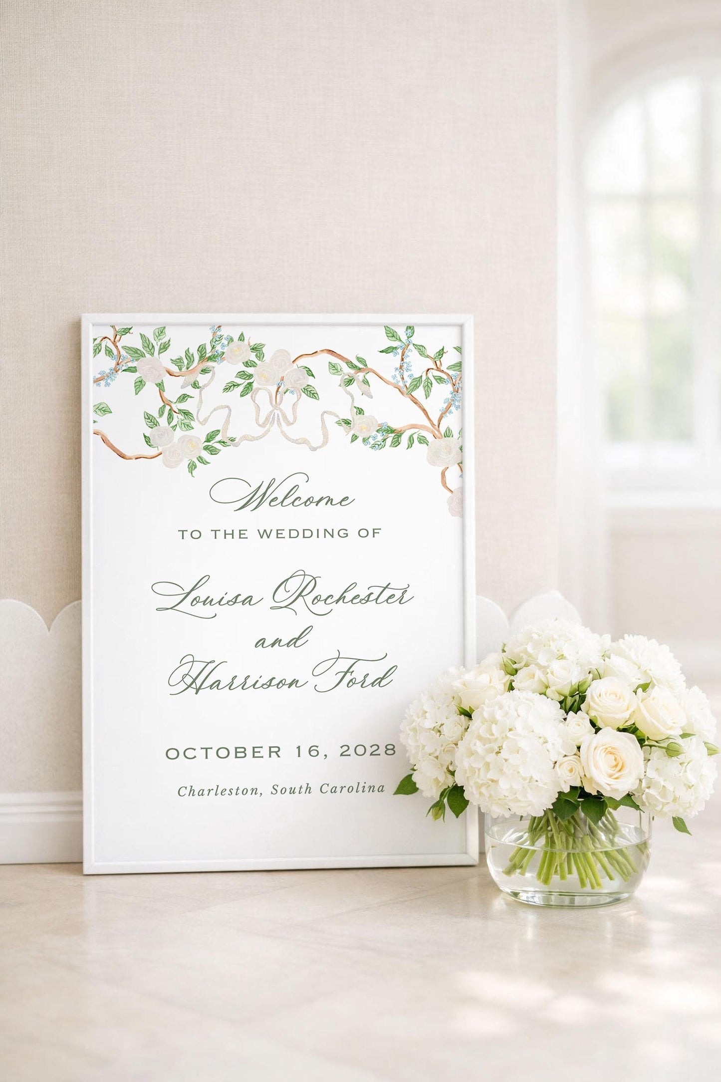 Neutral Chinoiserie Wedding Welcome Sign Template