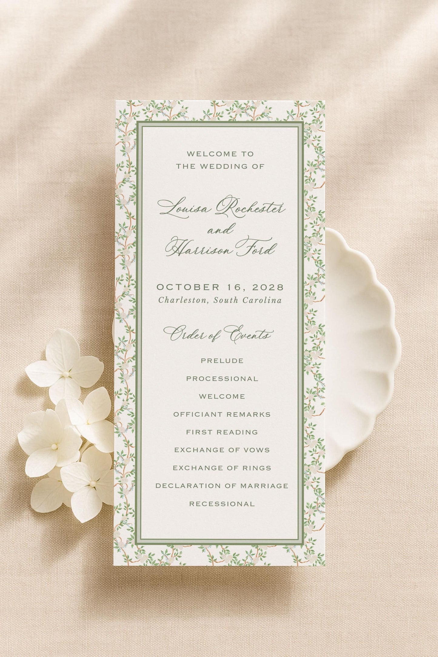Neutral Chinoiserie Wedding Program Template