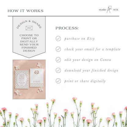 Dusty Pink Floral Save the Date Template