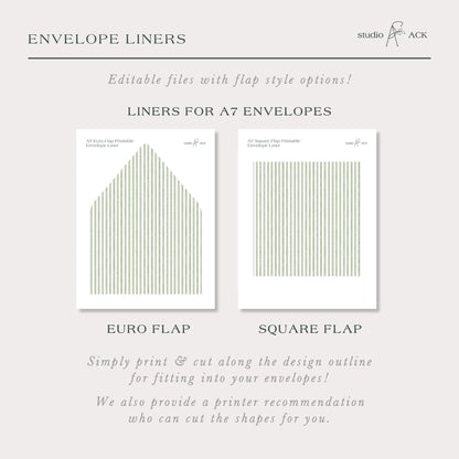 Green Striped Envelope Liner Template