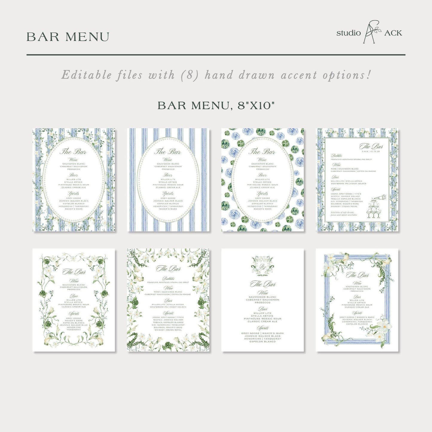 Blue, White & Green Wedding Template Bundle