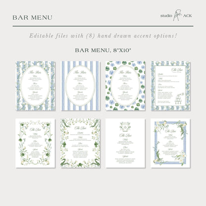 Blue, White & Green Wedding Template Bundle