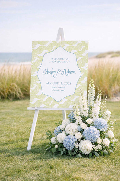 Fun Wavy Wedding Welcome Sign Template