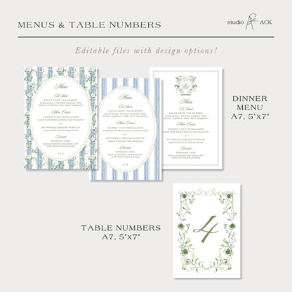 Blue, White & Green Wedding Template Bundle