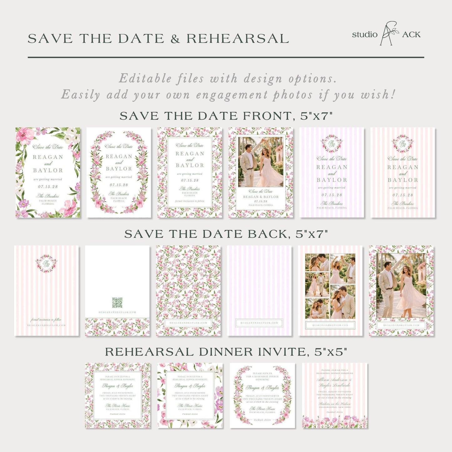 Purple Floral Wedding Template Bundle
