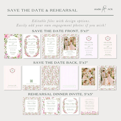 Purple Floral Wedding Template Bundle