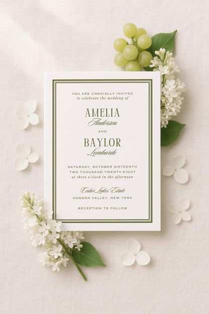 Old Money Striped Wedding Invitation Suite Template