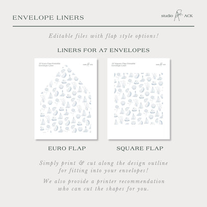 Coastal Toile Wedding Template Bundle