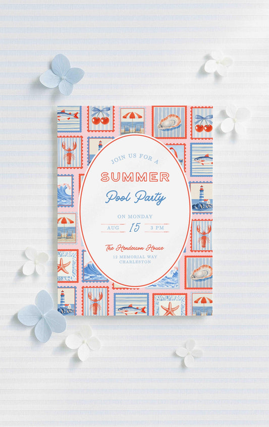 Pool Party Party Invitation Template