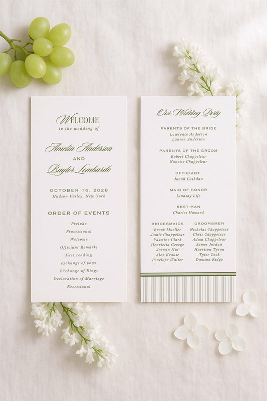 Old Money Striped Wedding Program Template