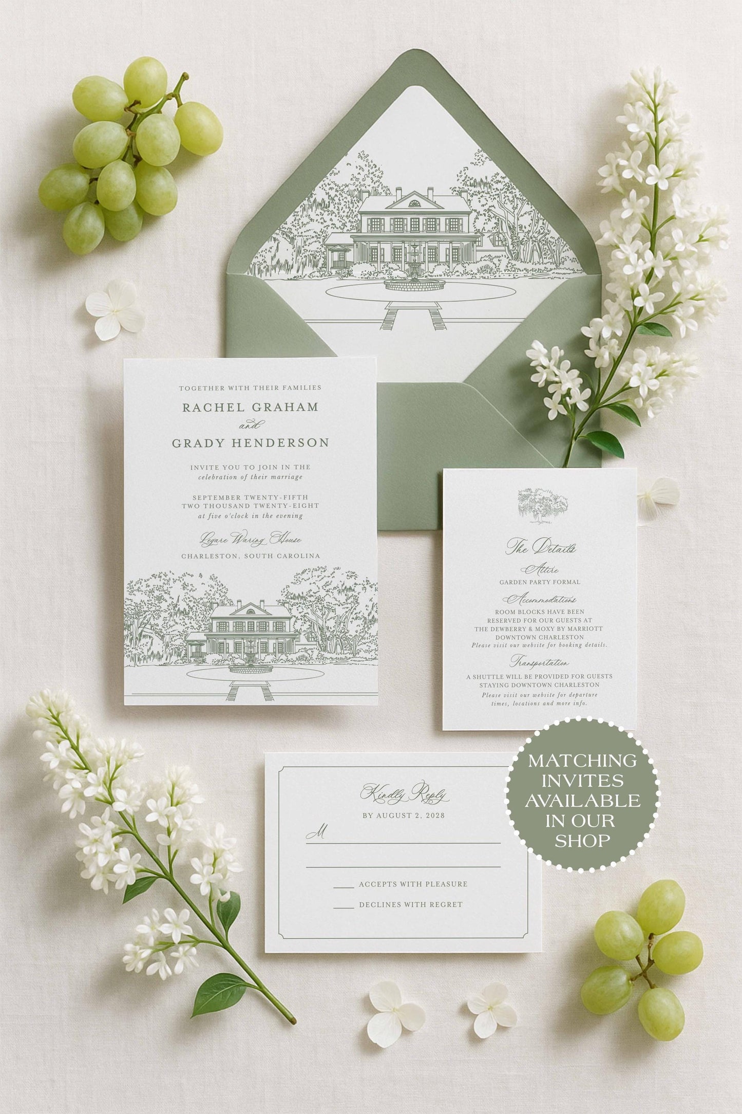 Legare Waring House Wedding Menu Template
