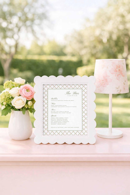 Watercolor Trellis Wedding Bar Menu Template