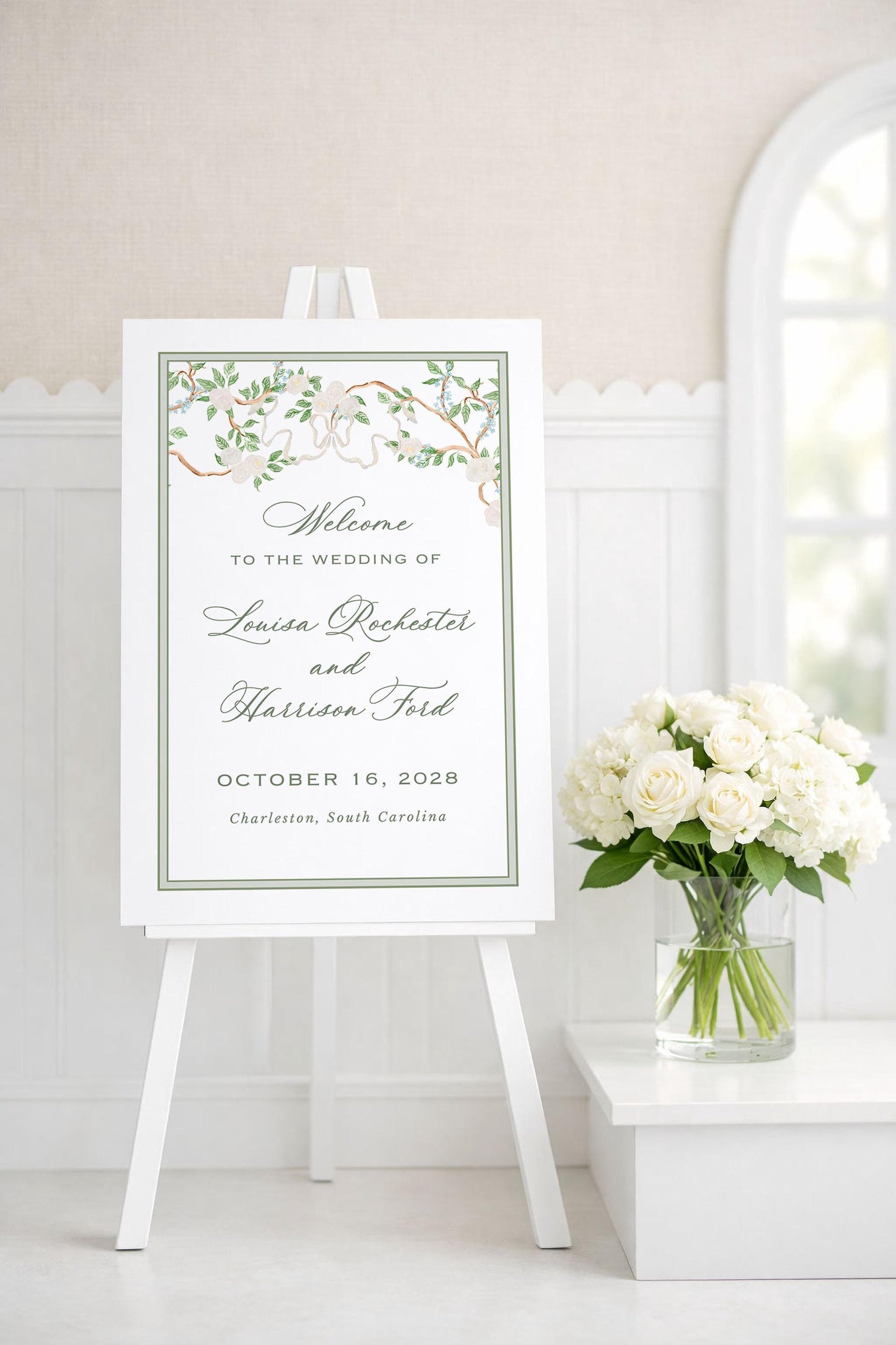 Neutral Chinoiserie Wedding Welcome Sign Template