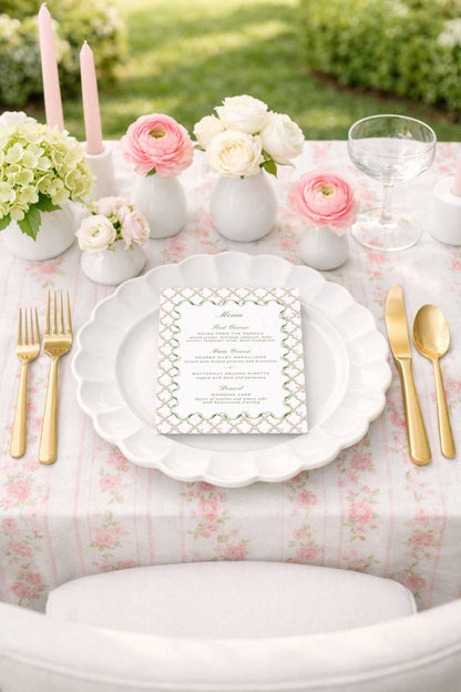 Watercolor Trellis Wedding Menu Template