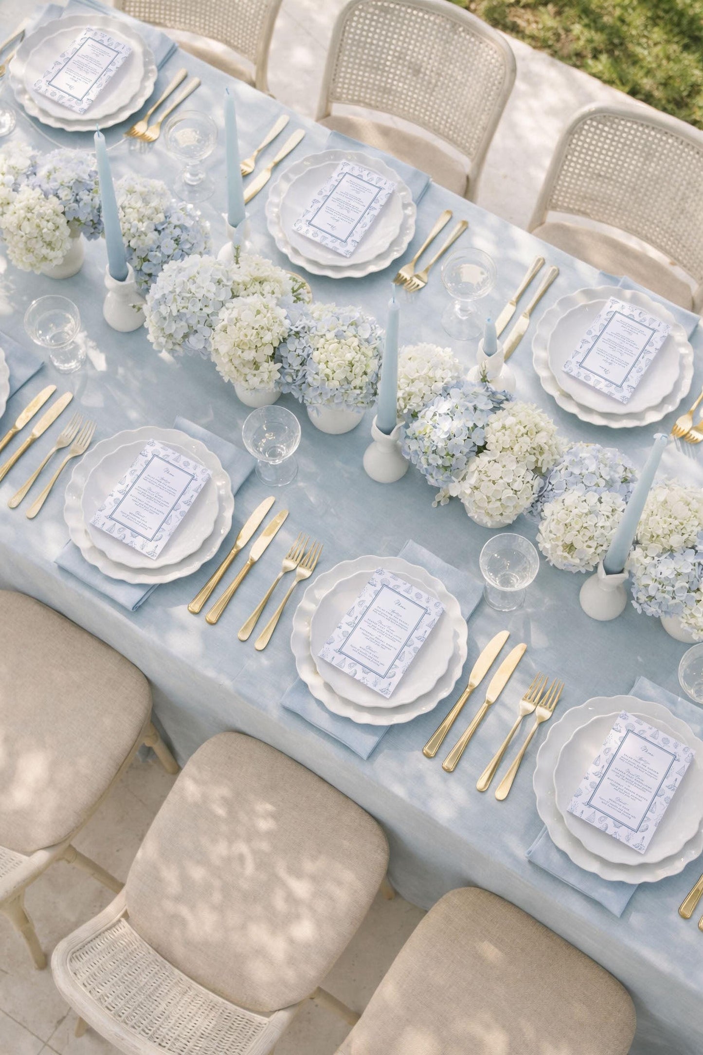 Coastal Toile Wedding Menu Template
