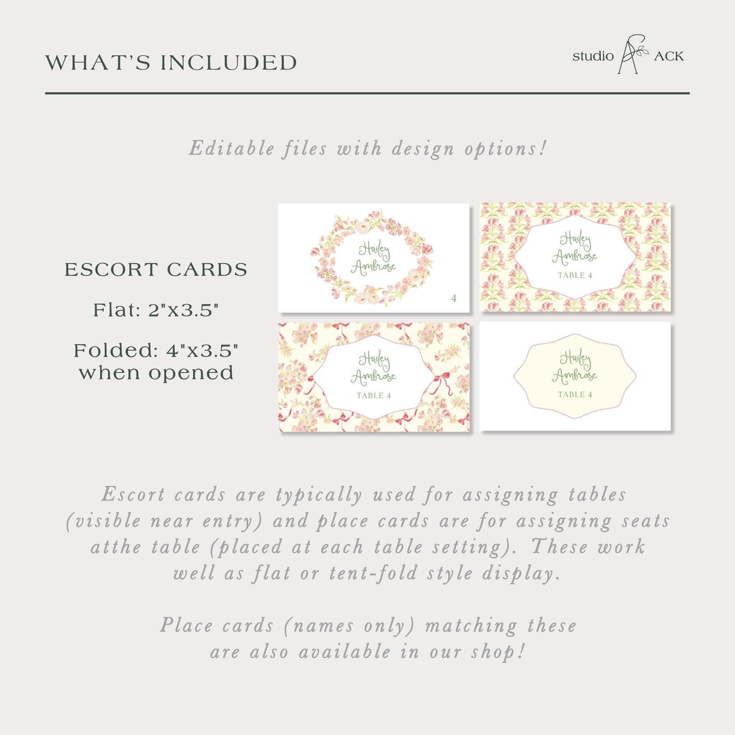 Whimsical Garden Wedding Escort Card Template
