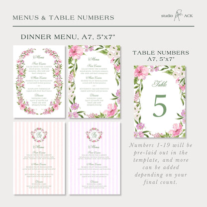 Purple Floral Wedding Template Bundle