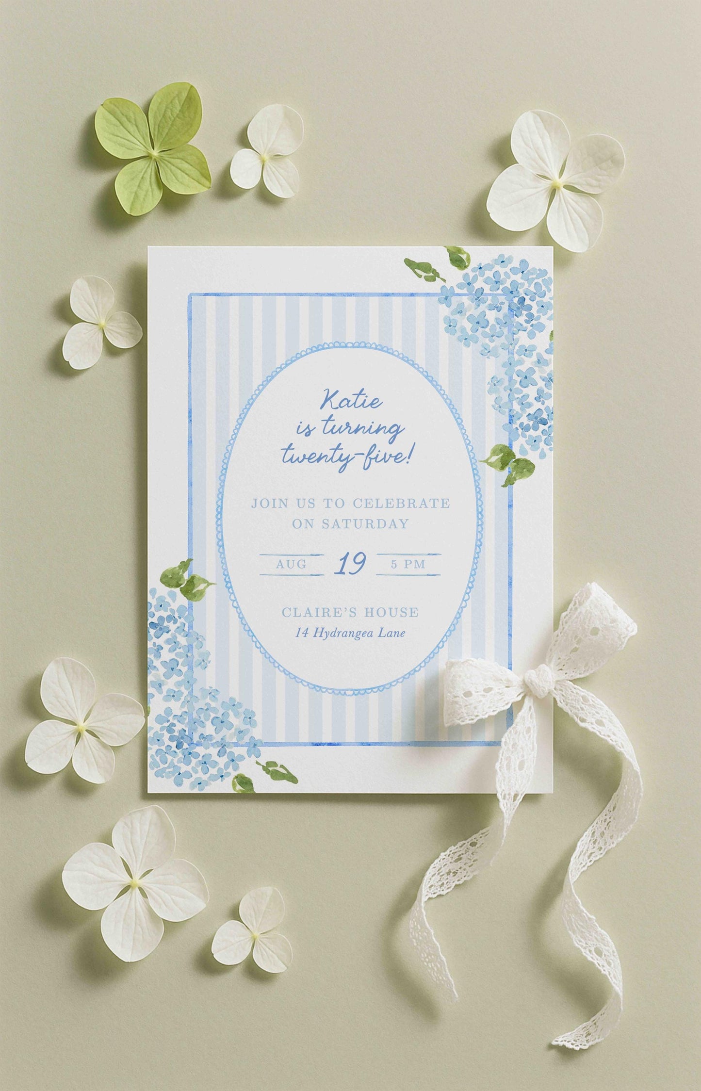 Hydrangea Birthday Invitation Template