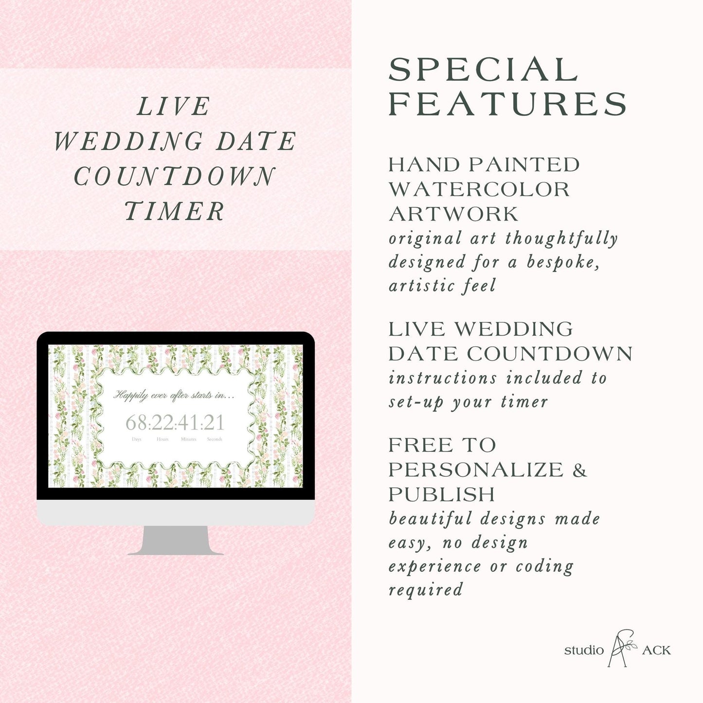Hand-Painted Floral Wedding Website Template