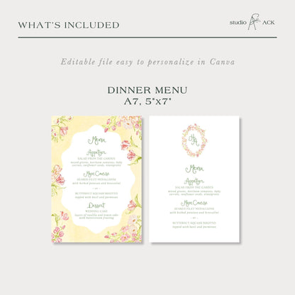 Whimsical Garden Wedding Menu Template