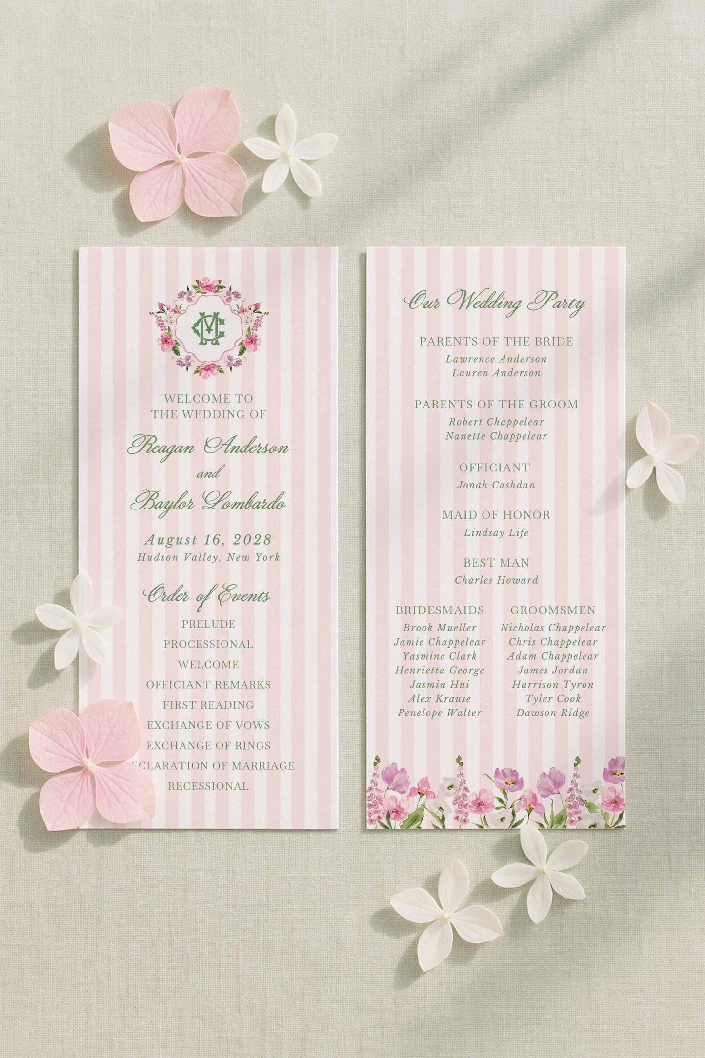 Purple Floral Wedding Program Template