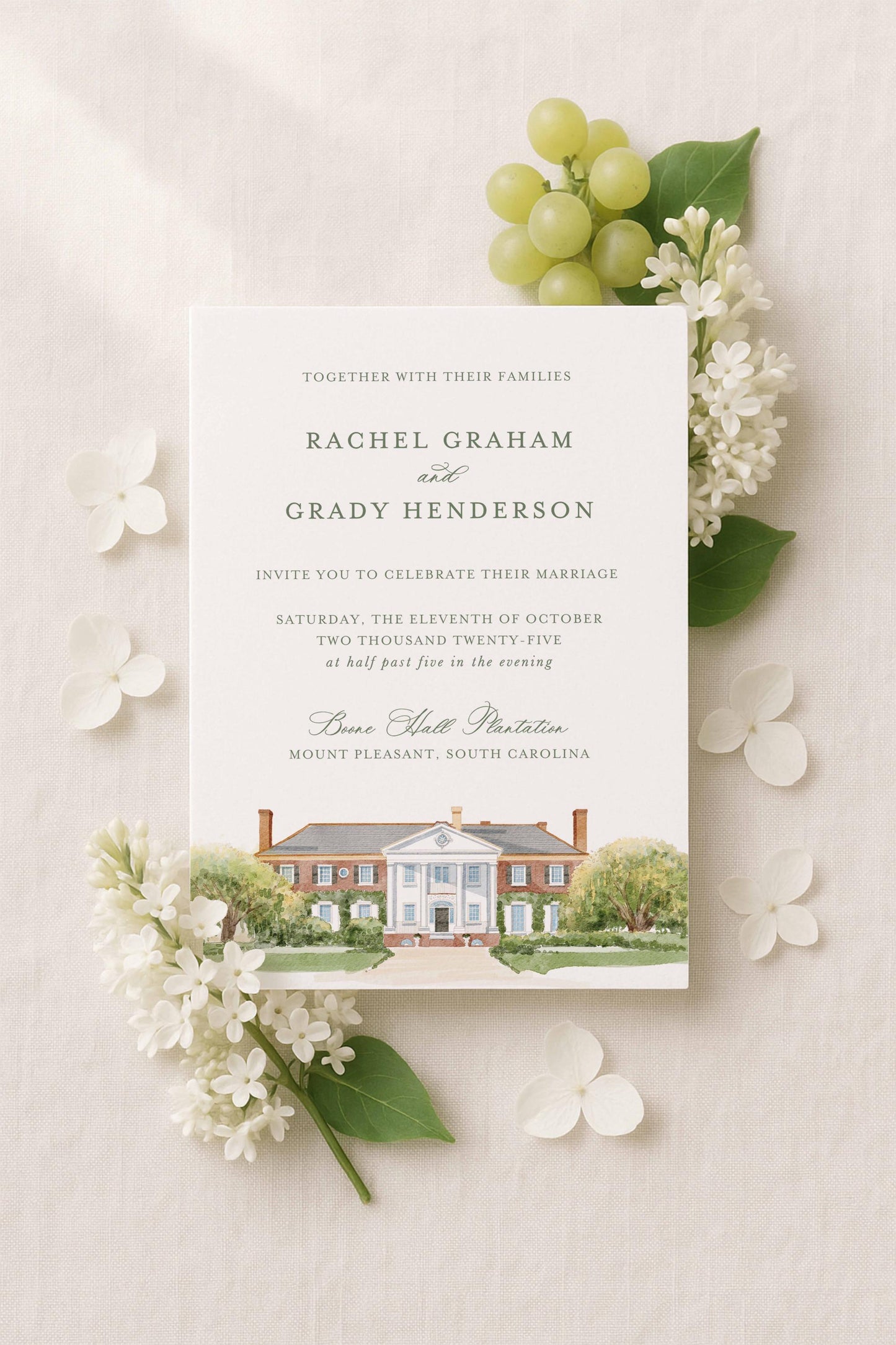 Boone Hall Wedding Invitation Suite Template