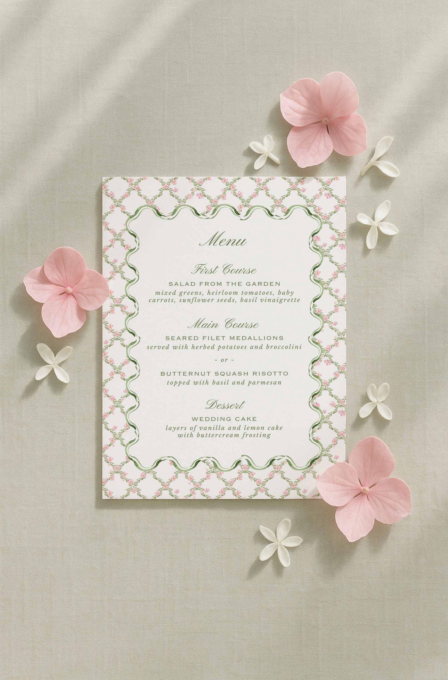 Watercolor Trellis Wedding Menu Template