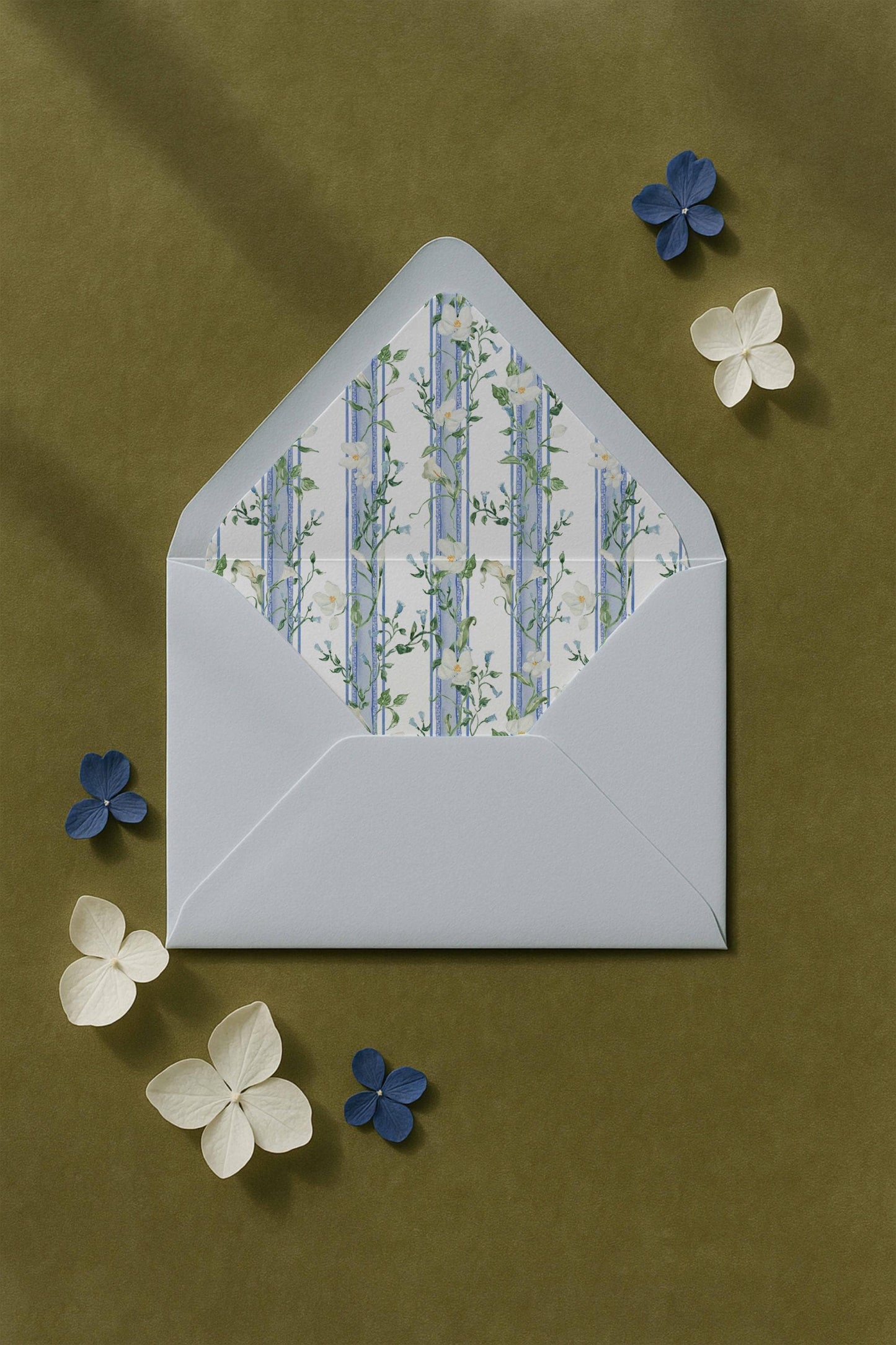 Blue, White & Green Wedding Invitation Suite Template