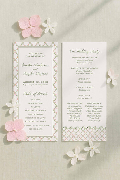 Watercolor Trellis Wedding Program Template