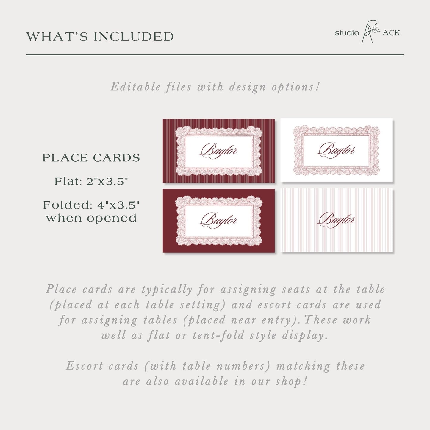 Vintage Lace Wedding Place Card Template