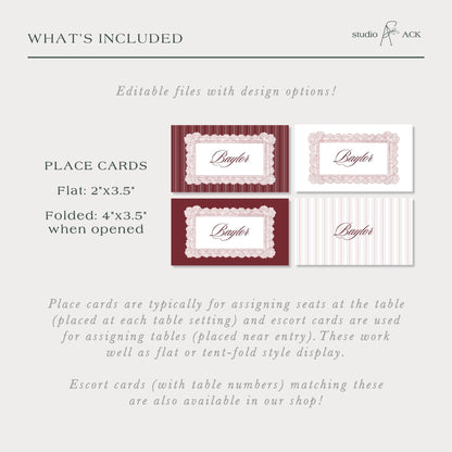 Vintage Lace Wedding Place Card Template