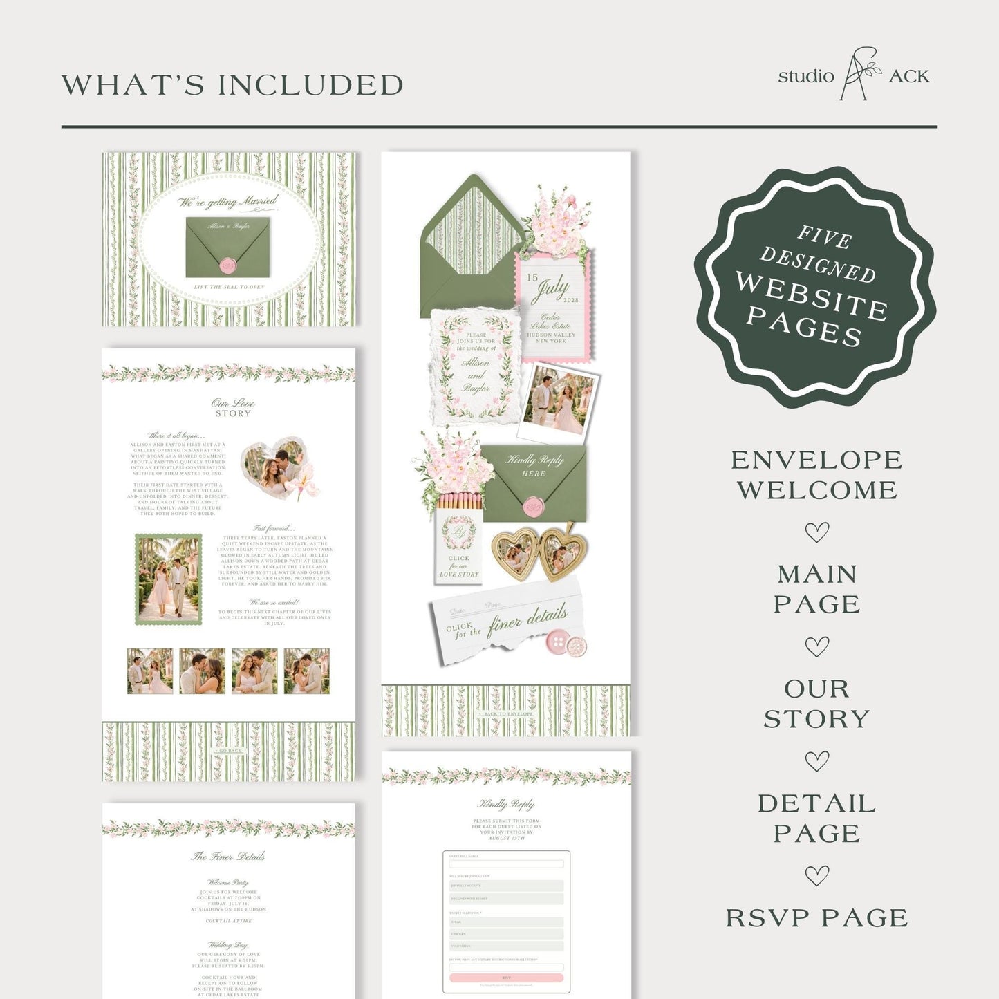 Grandmillennial Floral Wedding Website Template