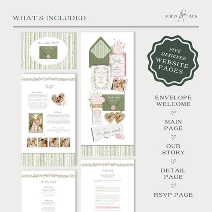 Grandmillennial Floral Wedding Website Template