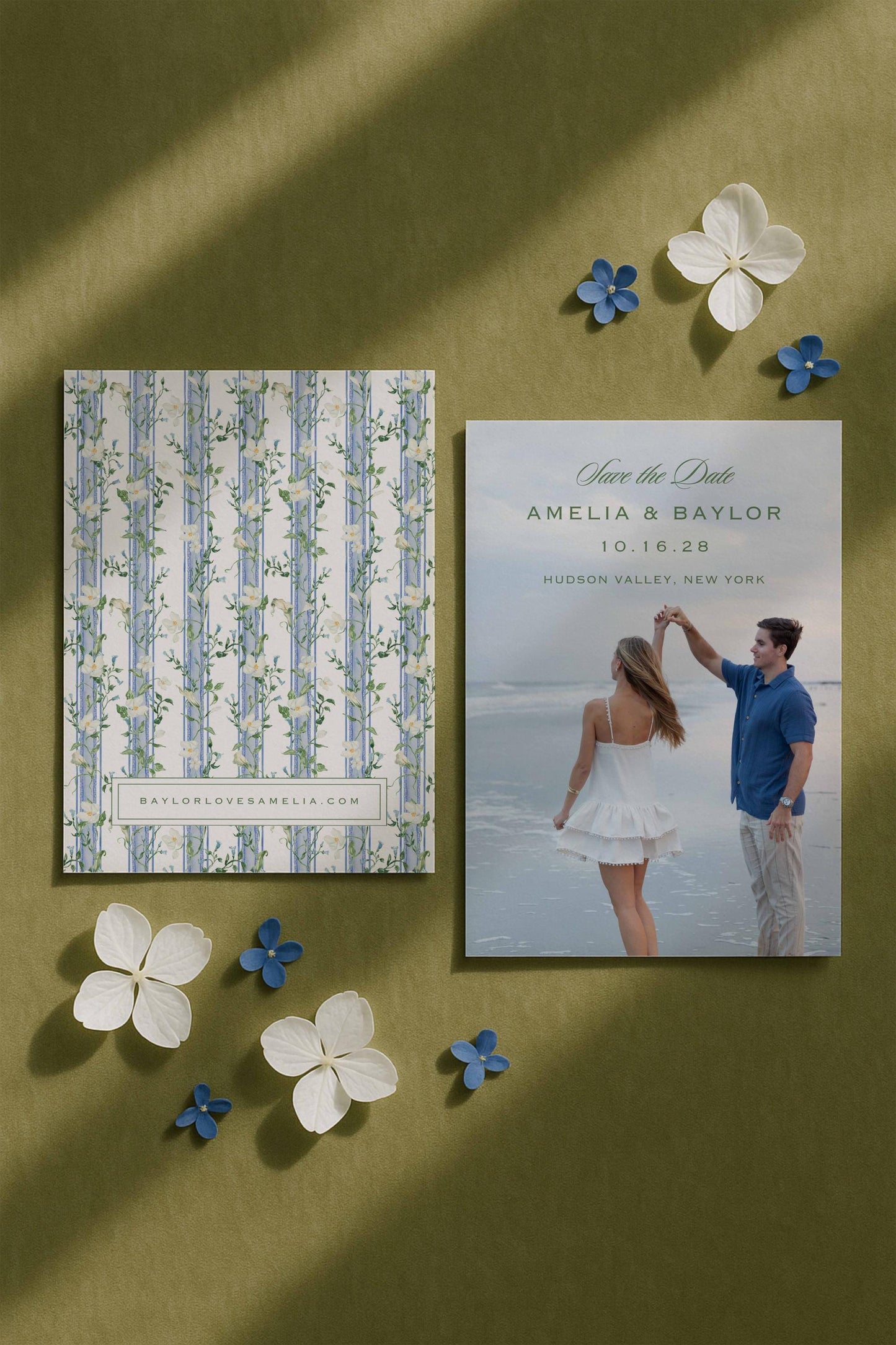 Blue, White & Green Save the Date Template