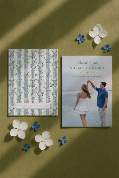 Blue, White & Green Save the Date Template