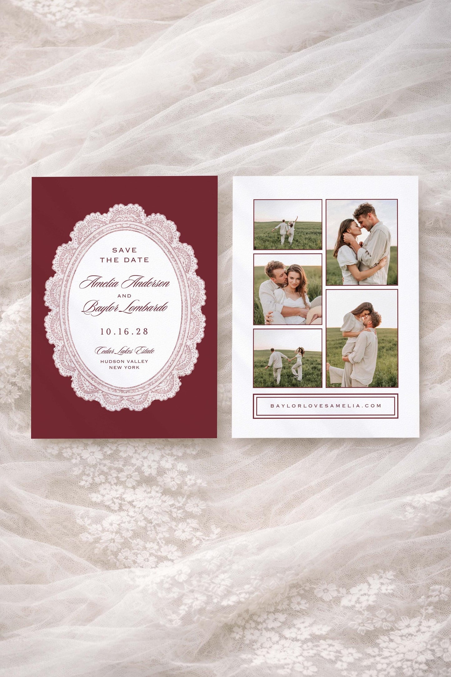 Vintage Lace Save the Date Template