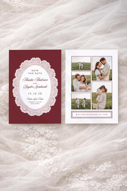 Vintage Lace Save the Date Template