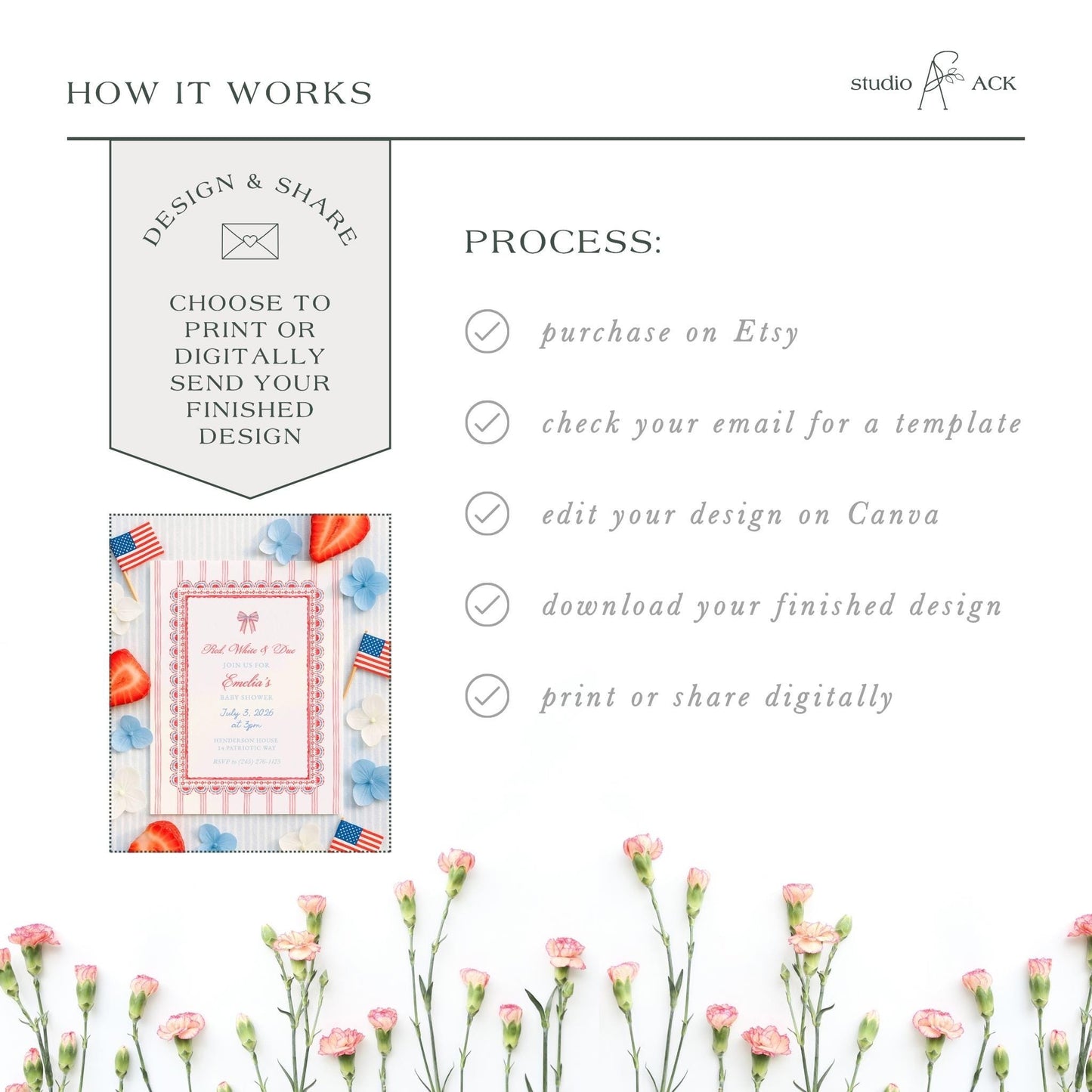 Red, White & Due Baby Shower Invitation Template