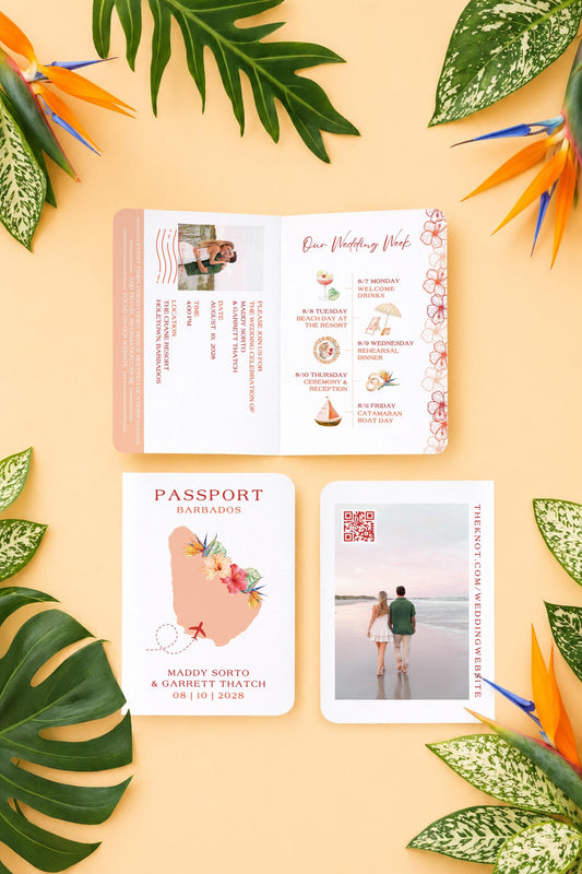 Birds of Paradise Wedding Passport Invitation Template