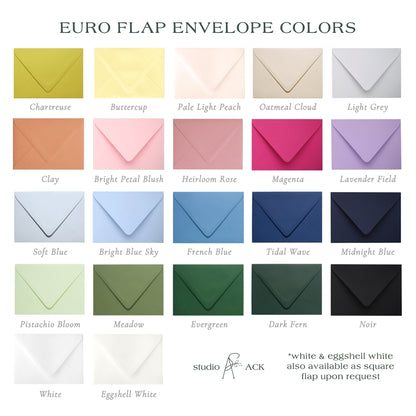 Euro Flap Envelopes in A1, A2, A6, A7, and A9 sizes | Blank Stationery Mailing Envelopes