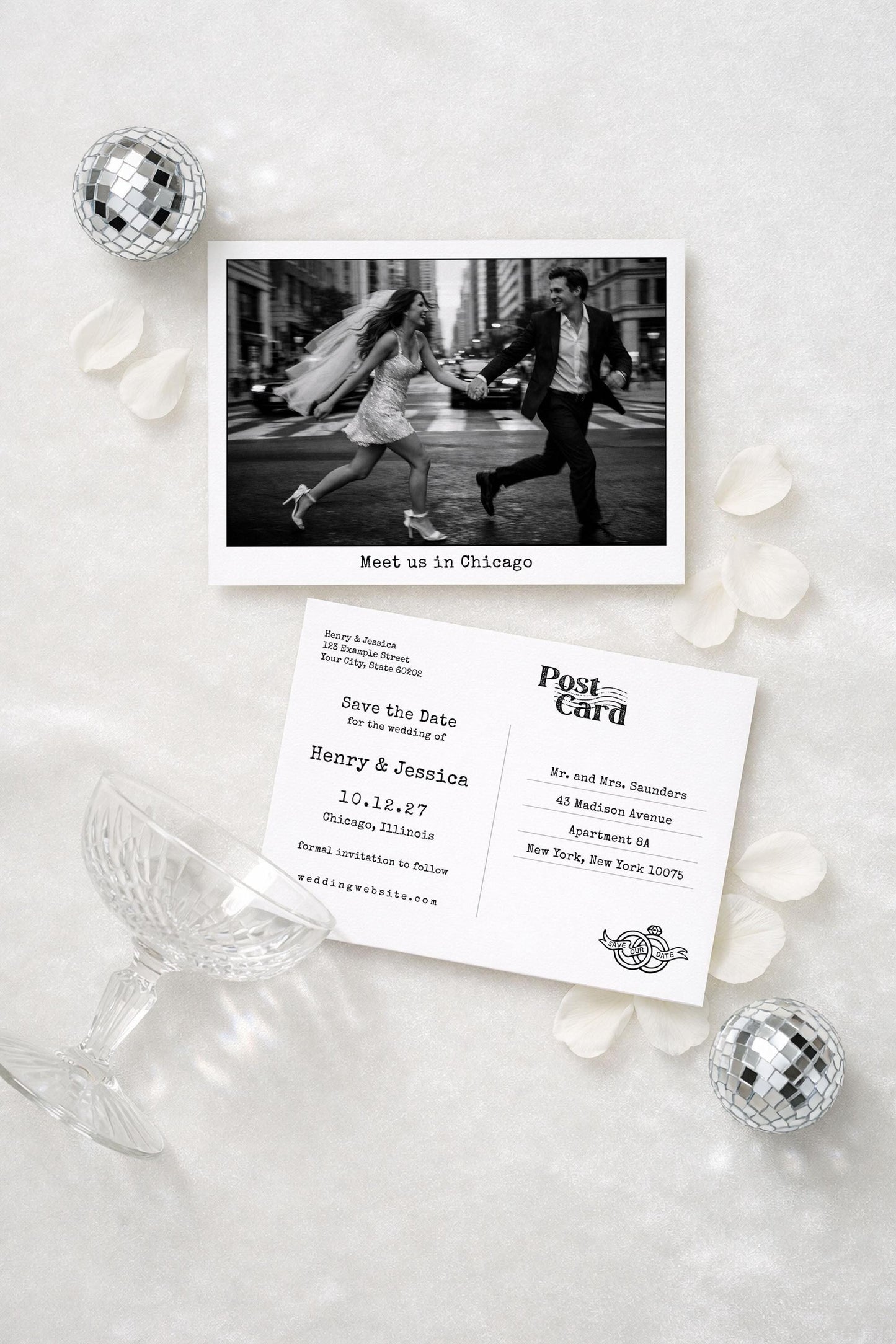 Vintage Polaroid Typewriter Postcard Save the Date Template