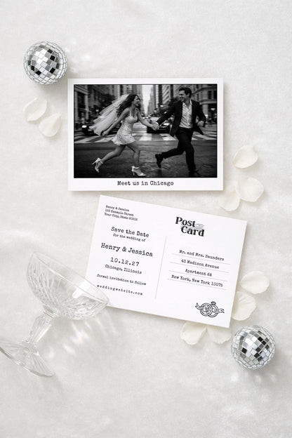 Vintage Polaroid Typewriter Postcard Save the Date Template