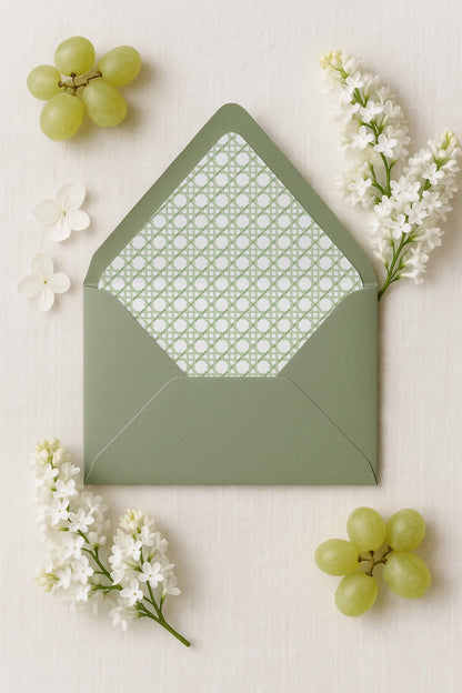 Green Rattan Save the Date Template
