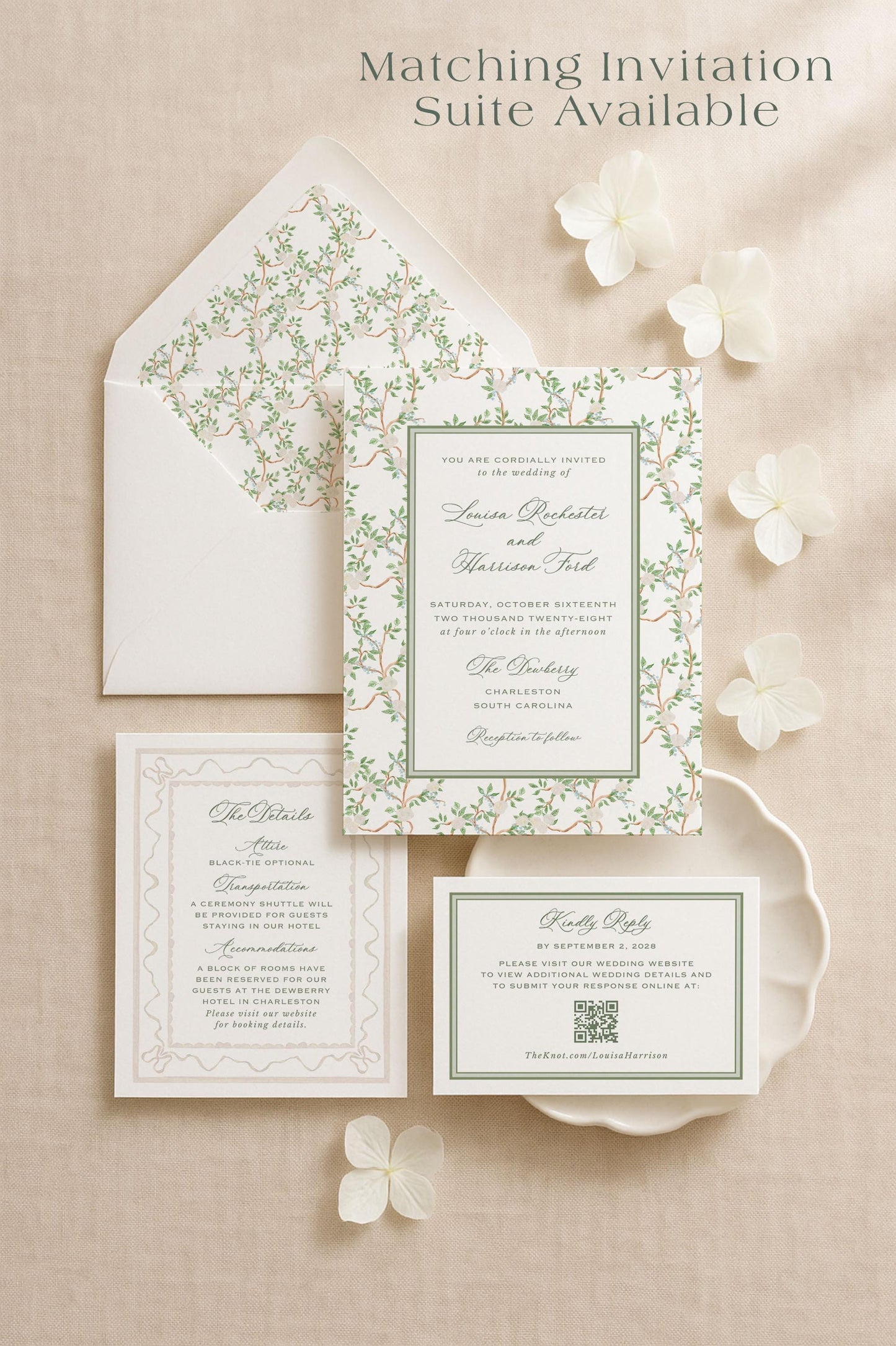 Neutral Chinoiserie Save the Date Template