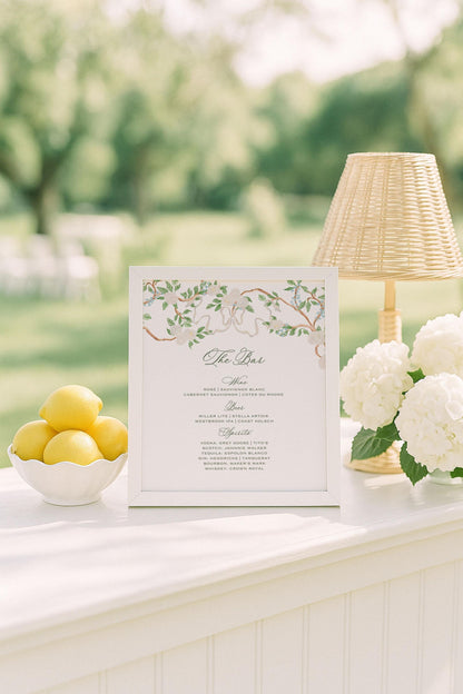 Neutral Chinoiserie Wedding Bar Menu Template