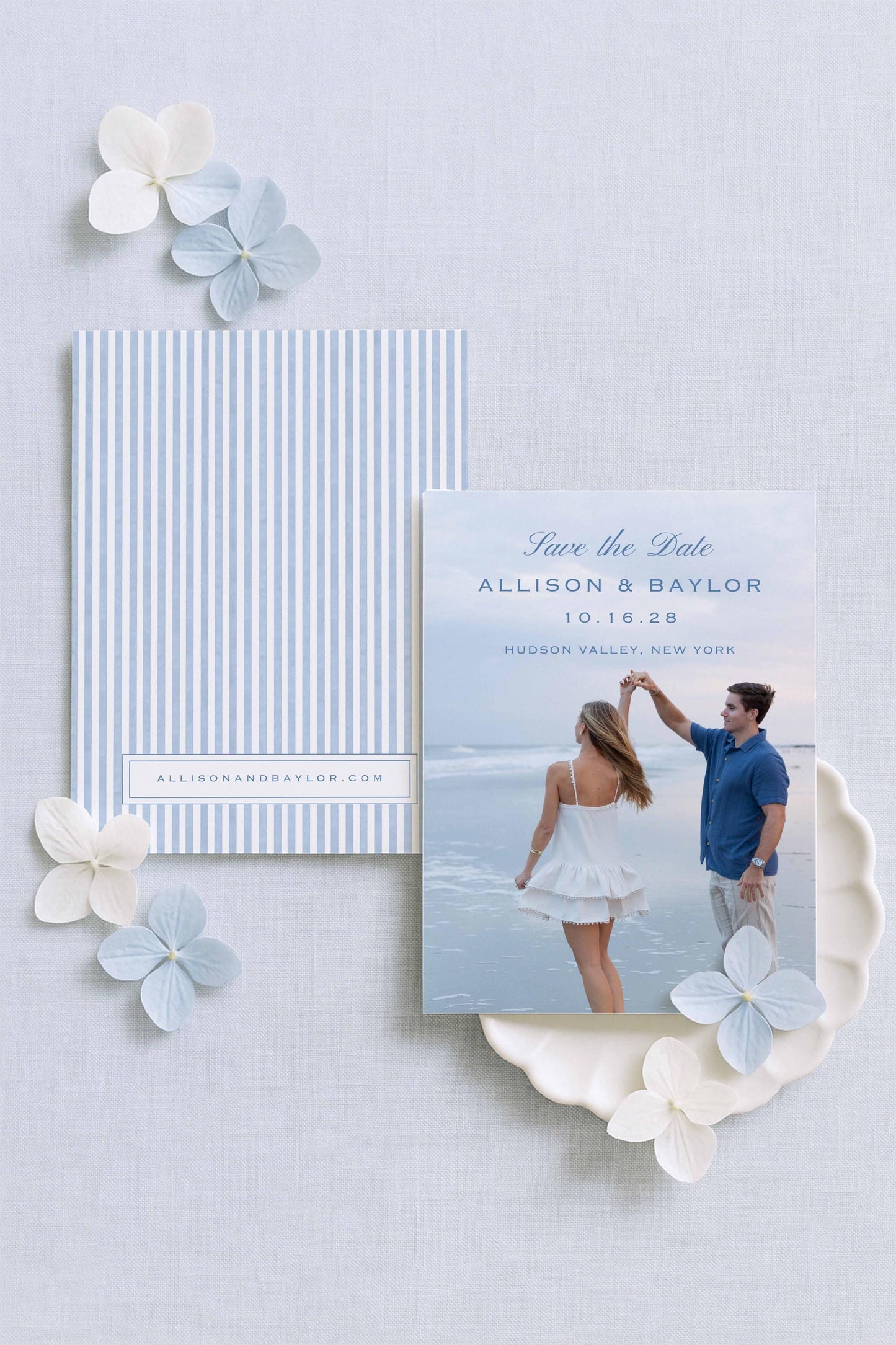 Blue Striped Save the Date Template