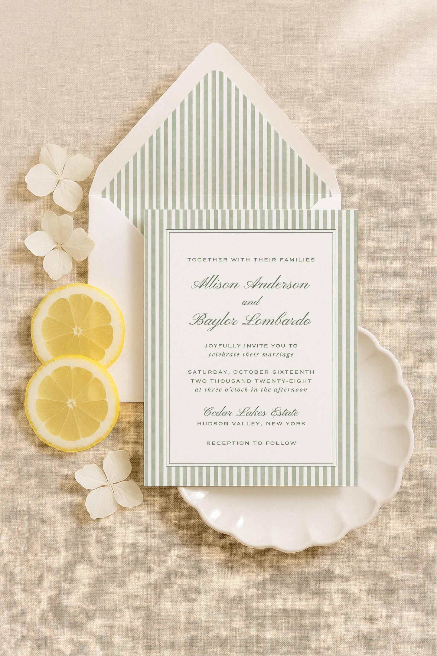 Green Striped Envelope Liner Template